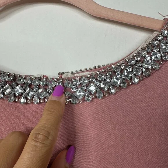 FLAW - NWT Mac Duggal Embellished Neck Trumpet Gown Rose Petal 12 #A0191 - Picture 7 of 13